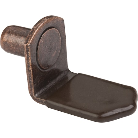 Hardware Resources Antique Copper 1/4" Pin Angled Shelf Support with 3/4" Arm and Brown Plastic Sleeve 1611AC